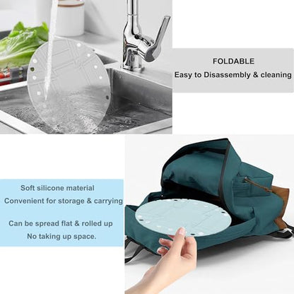 Camping Bowl Collapsible Silicone Bowl Portable Camping Tableware Folding Picnic Bowl for Travel Camping Fridge Food Storage - color: Light Blue
