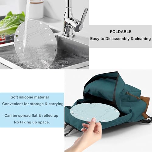 Camping Bowl Collapsible Silicone Bowl Portable Camping Tableware Folding Picnic Bowl for Travel Camping Fridge Food Storage - color: Light Gray