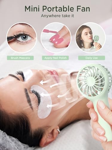 EasyAcc Mini Portable Handheld Fan,3 Speed Personal Small Makeup Fan 2000 Battery Lightweight Washable USB Rechargeable for Lash Stylish Girl Women Travel Gift Green - color: Green