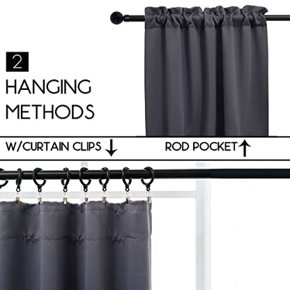 Pickluc Dark Grey Cafe Curtain - Half Window, 30 Inches Length, Rod Pocket, Small Kitchen Curtain, Blackout for Small Windows - 30" Wide x 30" Long, 2 Panels Set - color: Grey, size: 30"W x 30"L (Pack of 2)