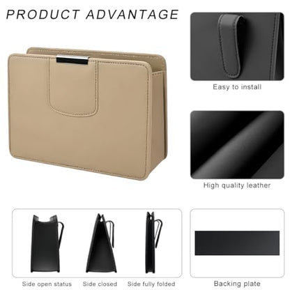 Car Trash Can, Leather Magentic Vehicle Garbage Organizer with One Roll Trash Bag, Foldable Waterproof Dustbin Litter Container Mini Sotrage Bag for Car Truck SUV (Beige) - color: Beige
