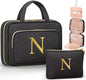 Personalized Gifts for Women, Initial Toiletry Bag Hanging Travel Organizer & Makeup Cosmetic Bag with Embroidery Letter Teacher Appreciation Gift Birthday Mothers Day Gifts for Mom Wife Friend Sister - style: N