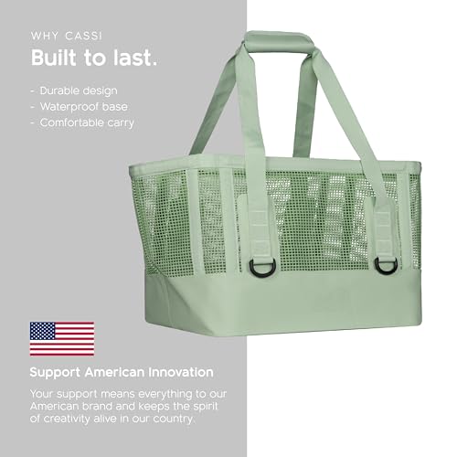 MISSION Boat Gear CASSI Heavy-Duty Outdoor Tote and Waterproof Marine-Grade Mesh Boat Bags - color: Sage, size: 50 Liter