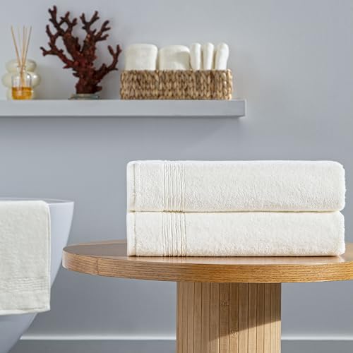Ozdilek 2-Piece Bath Towels, 27x54 100% Turkish Cotton, Luxury Quick Dry, Extra Large, Fade-Resistant, Eco-Friendly, Spa Towel, Comfortable (Ivory) - color: Ivory