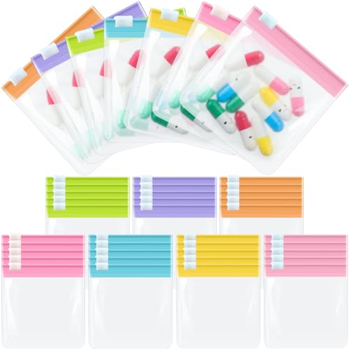 Sherr 35 Pcs Pill Pouch Bags with Zipper Pill Pouch Set Travel Reusable Translucent Medicine Organizer Self Sealing Plastic Bag with Slide Lock for Storage(Sweet Macarons,3 x 3 Inch,Blank Style) - color: Sweet Macarons, size: 3 x 3 Inch, style: Blank Styl