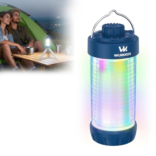 Wurkkos CL01 Camping Lantern Rechargeable, 550LM Led Lantern with Magnet Base, RGB light, Up to 300H Runtime, Camping Essentials, IP66 Waterproof Tent Light for Power Outages, Emergency, Camping, Blue - color: Blue
