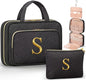 Personalized Gifts for Women, Initial Toiletry Bag Hanging Travel Organizer & Makeup Cosmetic Bag with Embroidery Letter Teacher Appreciation Gift Birthday Mothers Day Gifts for Mom Wife Friend Sister - style: S