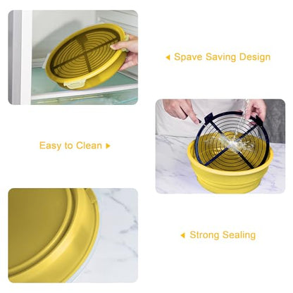 FJNATINH Collapsible Batter Bowl - Mess Free Better Breader Shaker Bowl with Lid Breading Shaker Container - Great for Fried Fish, Fried Chicken, Onion Rings, Wings,No Leak,Easy to Store,Yellow - color: Yellow