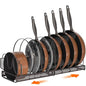 MUDEELA Pots and Pans Organizer Rack for under Cabinet, Expandable Pot Lid Kitchen Cabinet Organizer Holder with 10 Adjustable Compartment Cutting Board Organizer for Pan Lid Cookie Sheet Rack, Bronze - style: 10 Dividers-Bronze