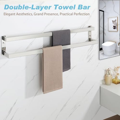 Alise Double Towel Bar, 32" Towel Racks for Bathroom Wall Mounted SUS304 Stainless Steel, Quick Drying Bathroom Towel Holder, Long Heavy Duty Towel Hanger, Polished Chrome - color: Polished Chrome, size: 32-inch