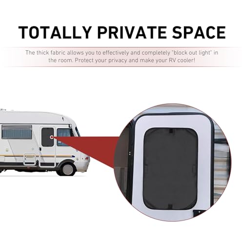 2 PCS RV Door Window Shade Covers, Sunproof Thermal Insulation Window Shades Cover, Windbreak Privacy Door Sunshade Accessories, for Campers, Travel Trailer, Motorhomes, Motorhome (Black)
