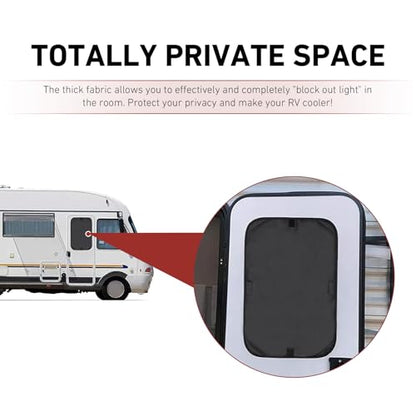 2 PCS RV Door Window Shade Covers, Sunproof Thermal Insulation Window Shades Cover, Windbreak Privacy Door Sunshade Accessories, for Campers, Travel Trailer, Motorhomes, Motorhome (Black)