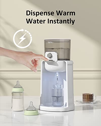 Water Warmer, HEYVALUE Baby Bottle Warmer, Formula Maker with Night Light, 4 Temperature Control & 72H Keep Warm, Detachable Tank, Instantly Dispenses Warm Water, Feed Baby More Easier and Healthier - color: Moon White