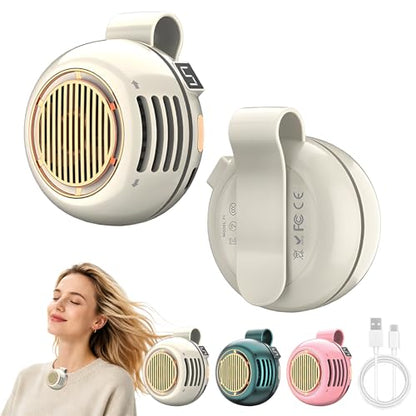 Mini Bladeless Fan Clip On with LED Display,5-Speed Portable Clip Fan 360°Rotatable,Rechargeable Small Personal Fan for Shirt Waist Belt Outdoor–Silent Suspended Whirlwind Fan Cooling (Upgrade White) - color: Upgrade White