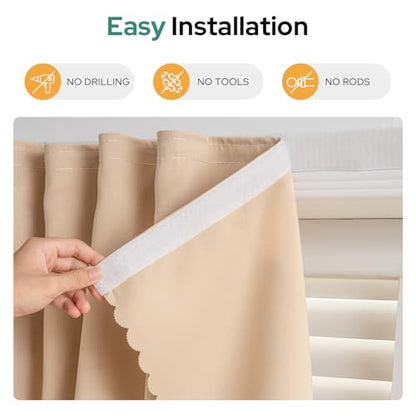 Adhesive Curtain - No Drilling, No Rod, Easy to Install Blackout Curtains for Window Blinds,Bedroom(Beige 35 * 71in-1P) - color: Beige, size: 35"W x 71"L (Pack of 1)