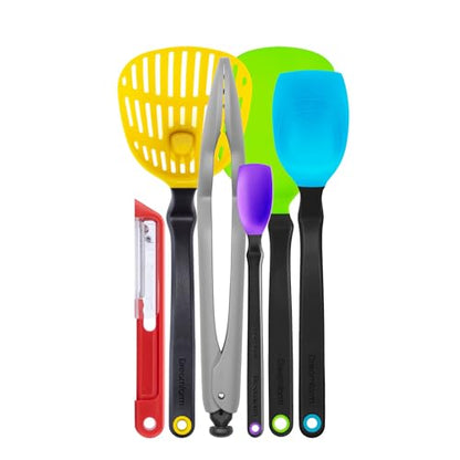 Dreamfarm Ultimate Set of The Best Silicone & Nylon Kitchen Utensil 6pc Set | Non-stick safe cooking and baking tools and gadgets, includes Chopula, Supoon, Mini Supoon, Clongs Lite, Sharple and Lestrain - size: 6 Piece Ultimate Set