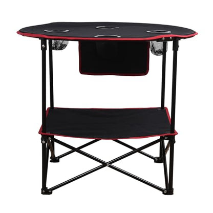 LEADALLWAY Camping Table Folding Picnic Table with 4 Cup Holders and Side Storage Bag Collapsible Canvas Portable Tables Folding with Carry Bags for BBQ Outdoor Fishing | Portable, Collapsible, with 4 Cup Holders and Side Storage Bag, for BBQ Outdoor Fish