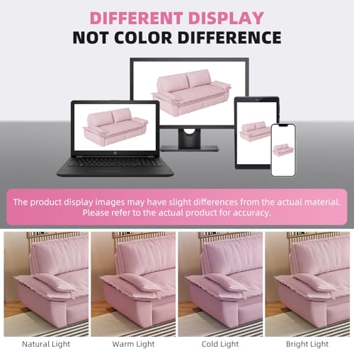 KEIKI 73.2" Queen Size Convertible Sofa Bed, 3-in-1 Pull Out Sleeper Couch with Pillow Armrests, Comfy Velvet Loveseat Sofa, Modern Living Room Furniture for Daily Relaxing Movie Nights Guests - color: Pink, size: 73.2 Inch Queen