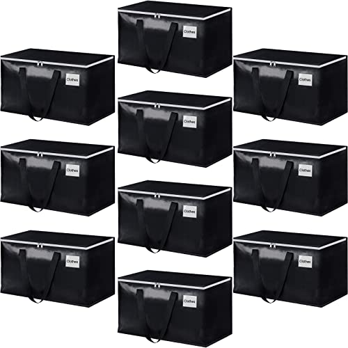 StorageRight Heavy Duty Moving Boxes-Moving Bags with Zipper, Reinforced Handles and Tag Pocket-Collapsible Moving Supplies-Totes for Storage Great for moving, Storage and Travel 93L(Black-10 Pack) - color: Black, size: 10 Pack