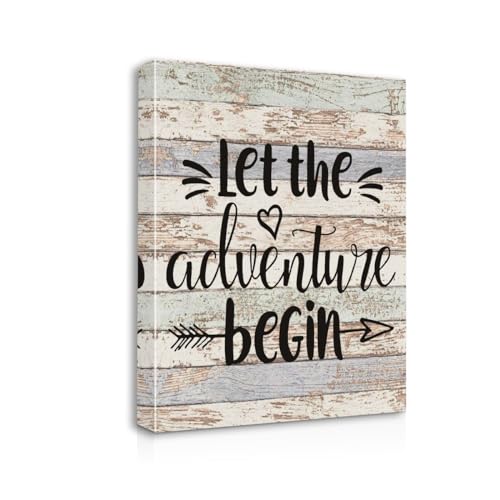 Let The Adventure Begin Accent Canvas Wall Art Prints - Framed for RV Room, Bathroom, Trailer Decor, 11 X 14 inch, Campers Lover Gifts - color: Adventure 1