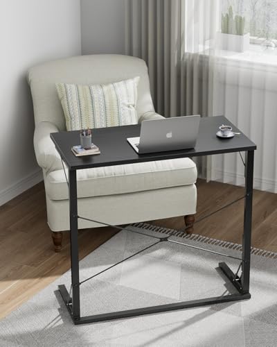 Vantic 31.5" Folding Desk, Foldable TV Tray Table for Eating on Couch, Extra Large TV Dinner Trays, Portable Fold Computer Writing Desk Table for Home Office, Black - color: Black