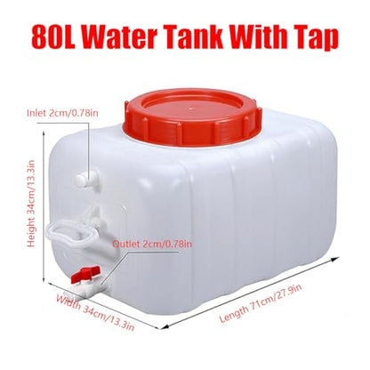 Plastic Water Tank 25L/35L/50L/80L/110L/200L Water Container，Rain Water Tank，Food-Grade Rectangular Thickened Water Tower with Faucet for Household Water Storage(Size:80L) - size: 80L