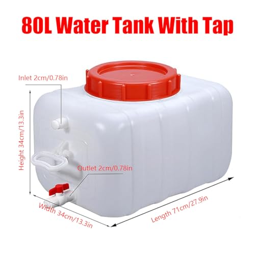 Plastic Water Tank 25L/35L/50L/80L/110L/200L Water Container，Rain Water Tank，Food-Grade Rectangular Thickened Water Tower with Faucet for Household Water Storage(Size:80L) - size: 80L