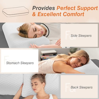 DUMOS Memory Foam Pillows for Sleeping 2 Pack, Bed Pillows for Adults with Washable Cover and Breathable Mesh, Gel Cooling Pillow for Back and Side Sleeper Support, White - size: Standard Size 2 Pack