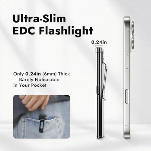 WARSUN T7 Rechargeable EDC Flashlight, Slim Pocket Flashlight with Clip & Magnetic Base, Portable LED Light for Everyday Carry, Night Walking, Car Repair & Emergency - color: Green-2Pcs