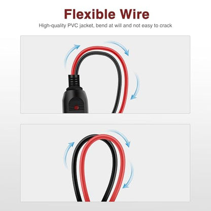 Nilight 10028W 2 Pack Cigarette Lighter Male Plug with Leads 10Amp Fuse with LED Light Car Replacement Cigar Male Socket Plug Extension Cable - color: 2 Pack Male Plug