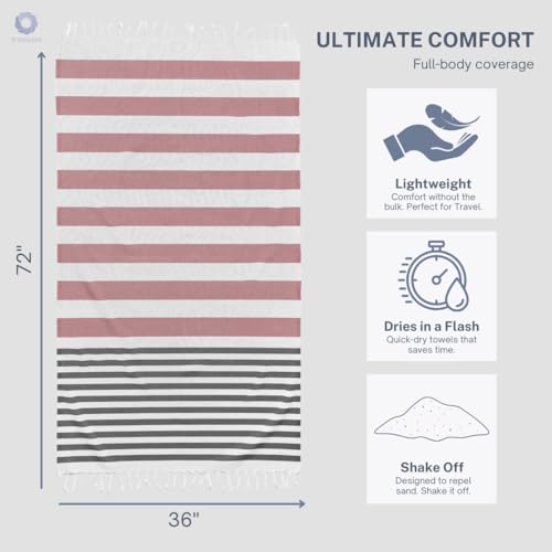 Cotton Turkish Beach Towel with Towels Oversized 36"x72" Pool Absorbent Extra Large Quick Dry Sand Travel Towel (Brick Noir, 4 Pack) - color: Brick Noir, size: 4 Pack