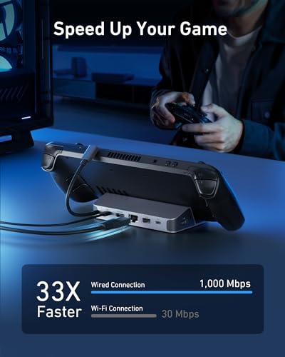 Anker Steam Deck Dock, 6-in-1 4K@60Hz HDMI Docking Station for Steam Deck | 4K HDMI, 1Gbps Ethernet, 2 USB-A, USB-C Port, Fast Charging, for Steam Deck (OLED)/ROG Ally/Legion Go (Not for Rog Ally X)