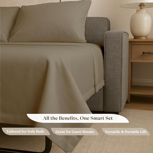 Soft & Luxurious Queen Sleeper Sofa Bed Sheet Set - Premium Quality 100% Cotton Sheets, 4-Piece Solid Bedding Sets, Fits RV & Sofabed Mattresses up to 8" Deep, Taupe - color: 09-taupe, size: Queen 8" Deep