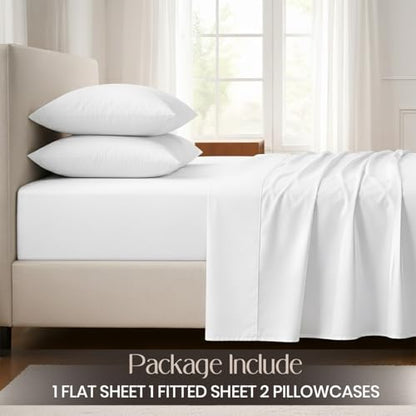 SGI bedding 100% Egyptian Cotton Sheets King Size – Cooling Sheets, Soft Breathable White Bedding, Luxury Bedding, Luxury Hotel Sheet Set, Deep Pocket 18", 4 Piece Set - color: 01 - White, size: King