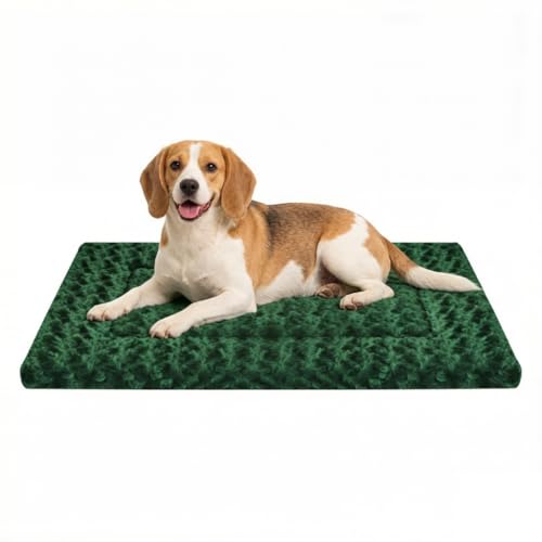 Dog Bed Mat - Dog Crate Pad - Reversible Dog Mat for Pet Comfort - Soft Bed Pads with Dual-Sided Design for All Seasons - Durable, Machine Washable Mat for Crates, Travel, and Home - color: Forest Green, size: 30"L*20"W*1.5"Th