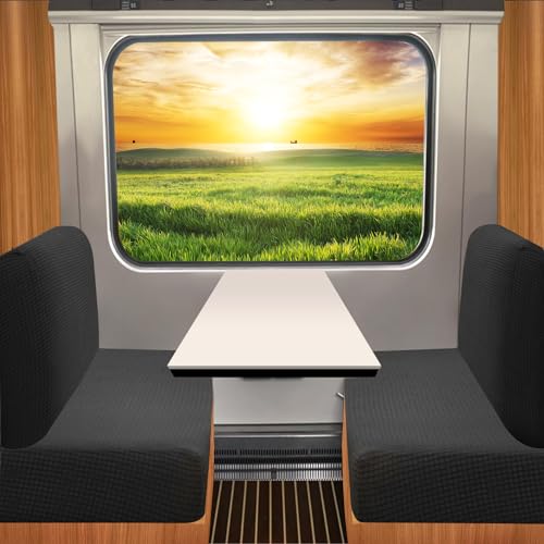 FUANGUI RV Dinette Cushion Covers - Stretch Camper Cushion Booth Seats Replacement - Washable Sofa Furniture Protector (Black, 2 Bench & 2 Backrest Covers) - color: Black