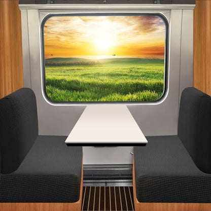 FUANGUI RV Dinette Cushion Covers - Stretch Camper Cushion Booth Seats Replacement - Washable Sofa Furniture Protector (Black, 2 Bench & 2 Backrest Covers) - color: Black