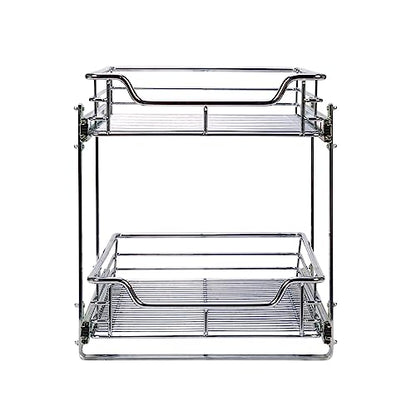Household Essentials Chrome-Plated Steel Dual-Tier Slide-Out Organizer - size: 15" - Extended, style: Dual Slide