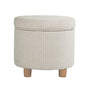 HomePop 19" Round Storage Ottoman - White Woven Stripe - color: White Woven Stripe