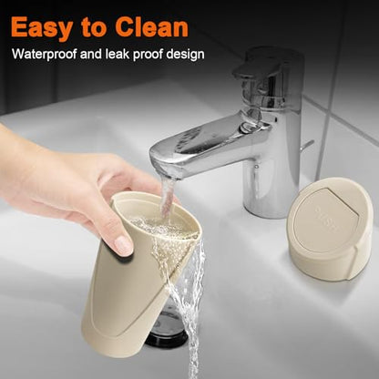 Car Trash Can, 2 Packs Mini Car Garbage Can Cup Holder with Lid | Leakproof Car Trash Bin with 60 Trash Bags, Vehicle Front Back Seat Organizers and Storage for Car, Home, Office, Beige - color: Beige
