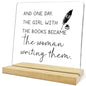Writer Gifts for Women Men,the Girl With the Book Became the Woman Writing them Acrylic Sign for Home Office Desk Shelf - color: Purple