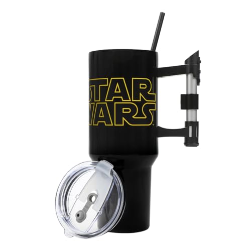 Bioworld Star Wars 40 Oz Stainless Steel Tumbler With Sculpted Lightsaber Handle - color: Star Wars Logo