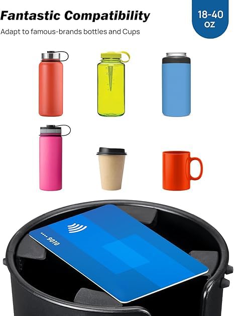 JoyTutus Car Cup Holder Expander, Automotive Cup Attachable Tray with 360° Rotation,Large Cup Holder Adapt Most Regular Cups with 18-40 oz, fit in 2.75-3.25 inch Car Holder - color: Black, size: 1Pack
