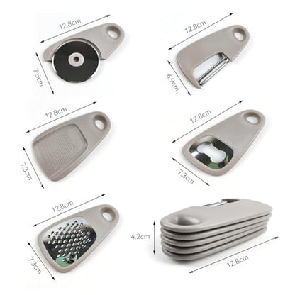 5 in1 Kitchen Gadgets, Peeler,Bottle Opener, Garlic Grinder,Cake cheese grater,Stackable Cooking Tools Space Saving for Small Kitchen, Accessories for RV Camper Inside Dishwasher Safe