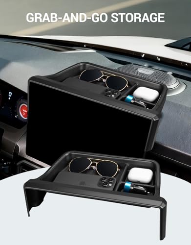 Ecarzo Dashboard Storage Box for Toyota Tacoma 2024 2025 2026, 14-Inch Screen Rear Tray Organizer, ABS Dashboard Storage Tray with Anti-Slip Liner, Center Console Accessory for Daily Essentials - size: Toyota Tacoma 2024-2026 14-Inch Screen Rear Tray