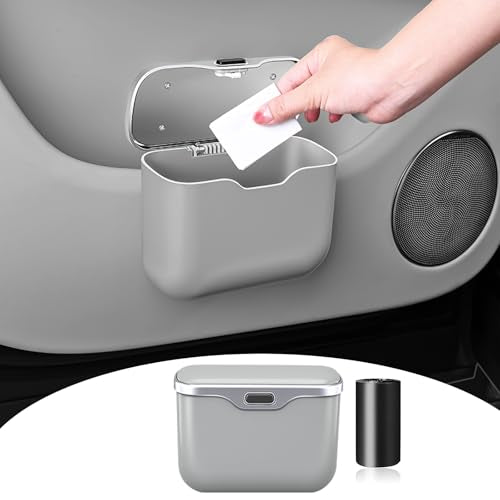 HOLDCY Car Trash Can, Waterproof Multi‑Functional Auto Trash Bin for Door/Console/Seat Back, Universal Vehicle Garbage Can for Car/Truck/SUV Drivers (Gray) - color: Gray