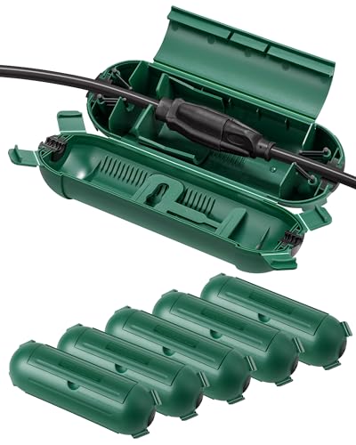DEWENWILS 6-Pack Outdoor Extension Cord Cover, Waterproof Plug Cover with 4 Seal Latches, Adjustable Compartment for 12/14/16Gauge Cords, Protect Christmas Decoration Lights and Plugs, Green - color: Green, size: 6 Pack