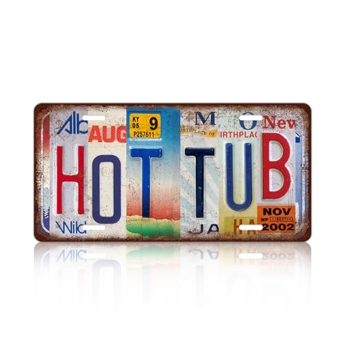 Vintage Hot Tub Metal Tin Sign License Plate Wall Decor 12 x 6 Inches - color: Plate-25