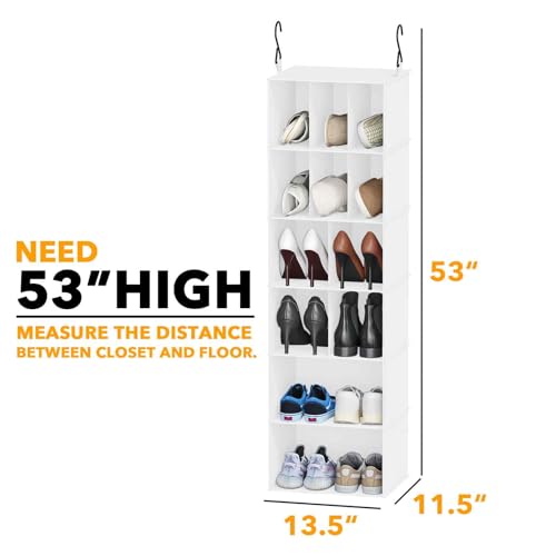 SpaceAid 2 Pack Hanging Closet Organizer and Storage with Dividers, 24 Compartments Hanging Shoe Shelves for Closet, Wardrobe, RV, Garment Rack - White - color: White