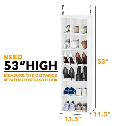 SpaceAid 2 Pack Hanging Closet Organizer and Storage with Dividers, 24 Compartments Hanging Shoe Shelves for Closet, Wardrobe, RV, Garment Rack - White - color: White